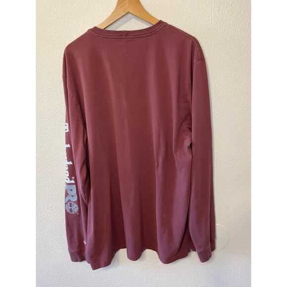 Timberland PR Wickwork Men’s Long Sleeve Crew Neck Burgundy Work Tee Shirt XL - Picture 4 of 9